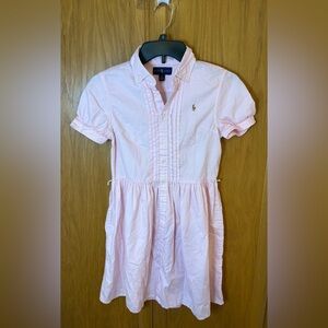 Ralph Lauren Girls Cotton Oxford Pintucked Shirtdress Size 14 Blue Label